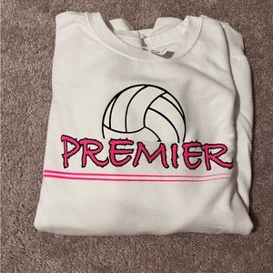 Premier Volleyball white crew neck sweatshirt